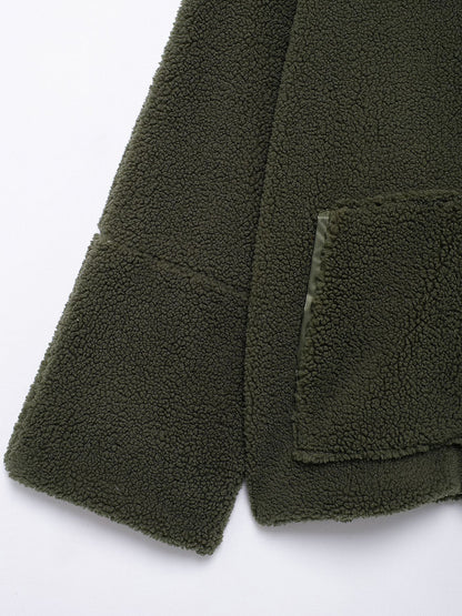 Turtleneck Zip Up Long Sleeve Plush Jacket-Angel Casuals