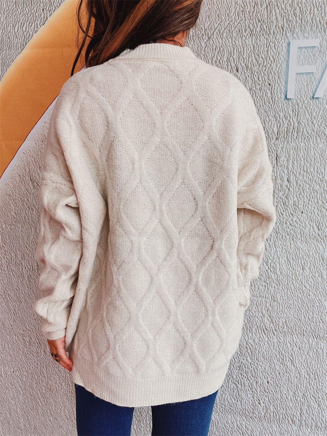 Diamond Round Neck Long Sleeve Sweater-Angel Casuals