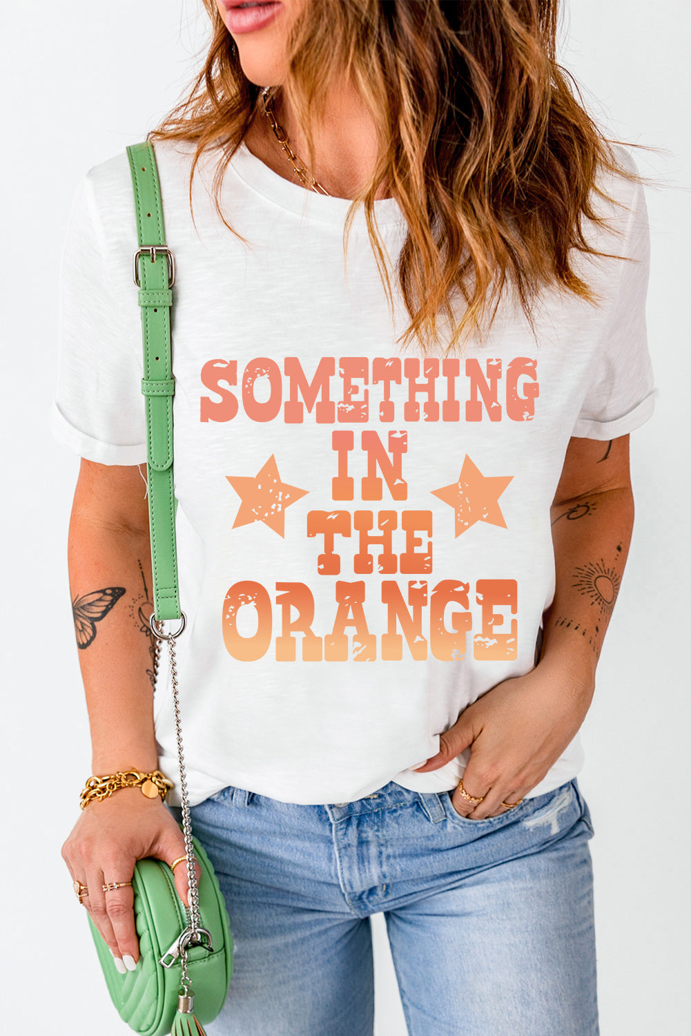 Letter Graphic Round Neck Short Sleeve T-Shirt-Angel Casuals