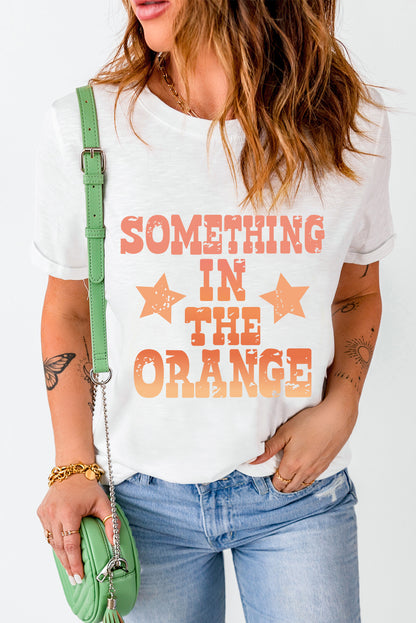 Letter Graphic Round Neck Short Sleeve T-Shirt-Angel Casuals