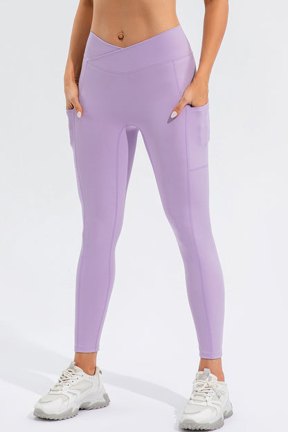 High Waist Active Leggings with Pockets-Angel Casuals