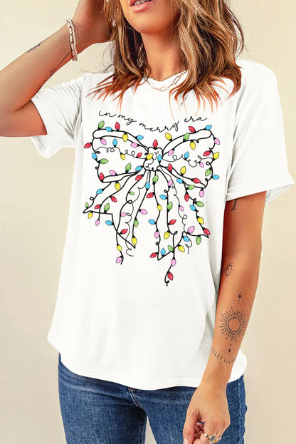 Full Size Bow Round Neck Short Sleeve T-Shirt-Angel Casuals