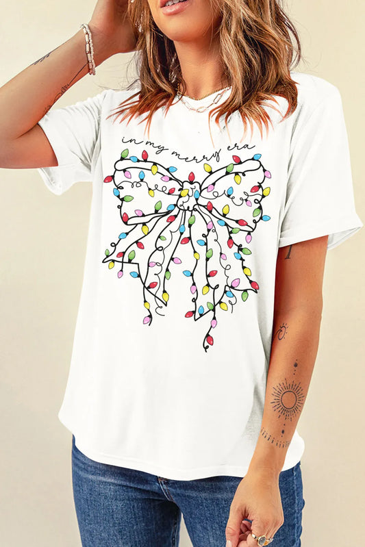 Full Size Bow Round Neck Short Sleeve T-Shirt-Angel Casuals