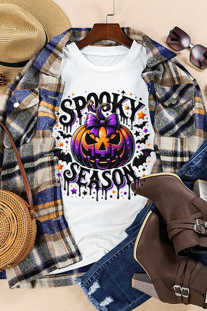 Full Size Jack-O'-Lantern Graphic Round Neck Short Sleeve T-Shirt-Angel Casuals