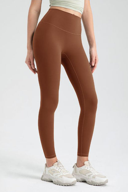 Wide Waistband High Waist Sport Leggings-Angel Casuals