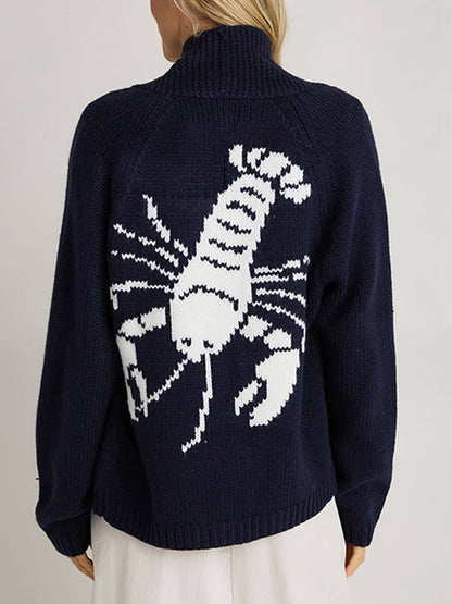 Lobster Button Up Long Sleeve Cardigan-Angel Casuals