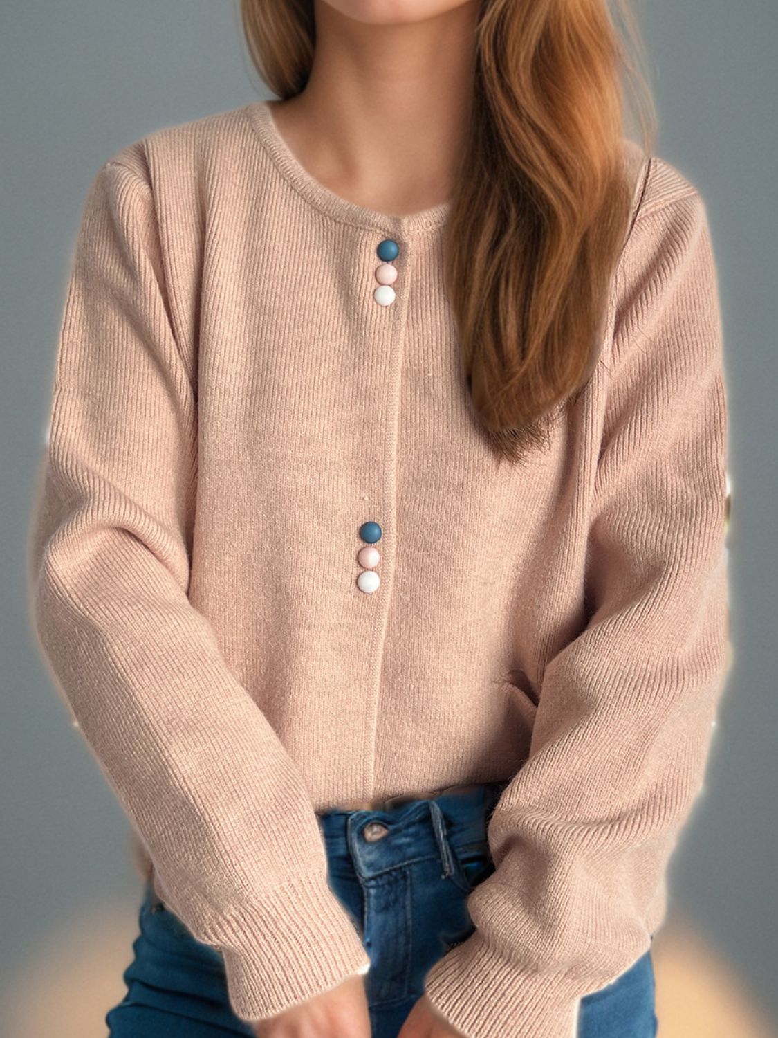 Button Down Long Sleeve Cardigan with Pockets-Angel Casuals
