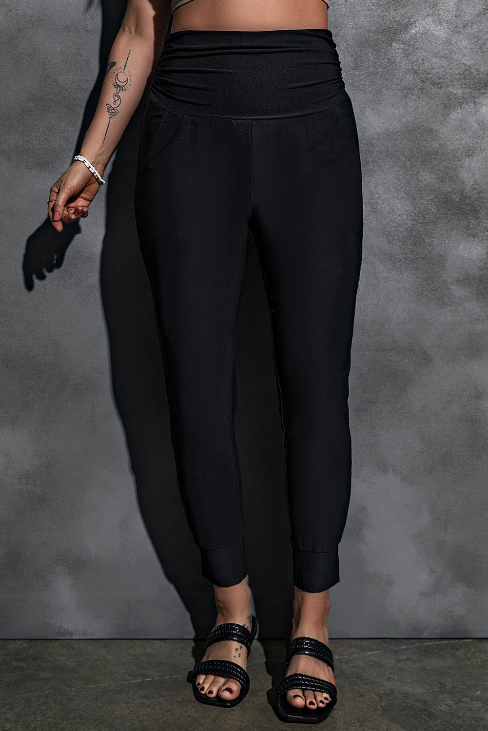 High-Rise Wide Waistband Joggers-Angel Casuals