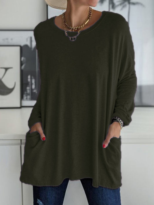 Full Size Round Neck Long Sleeve T-Shirt-Angel Casuals