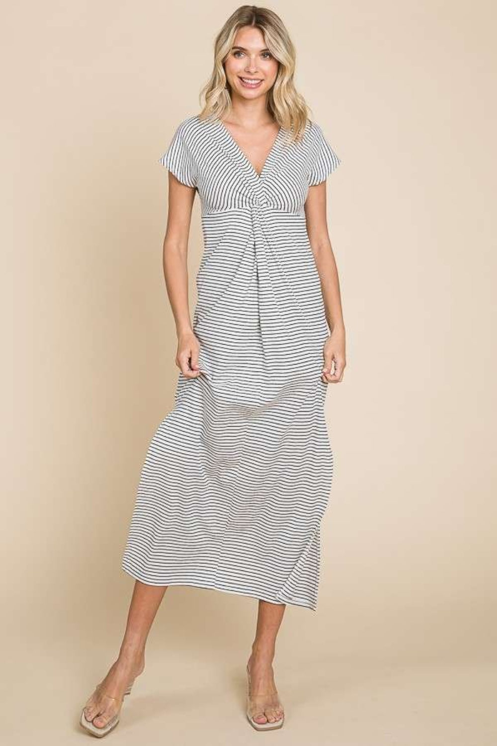 Culture Code Full Size Striped Twisted Detail Dress-Angel Casuals