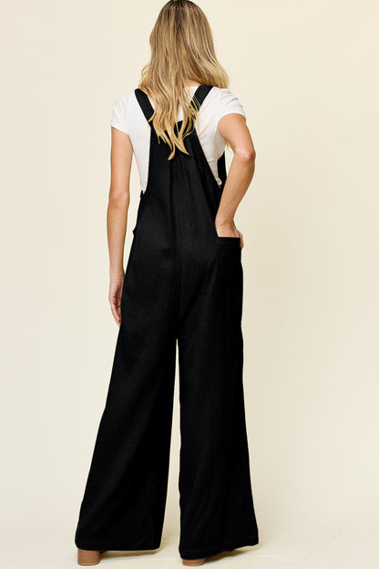 Double Take Full Size Texture Wide Strap Wide Leg Overall-Angel Casuals