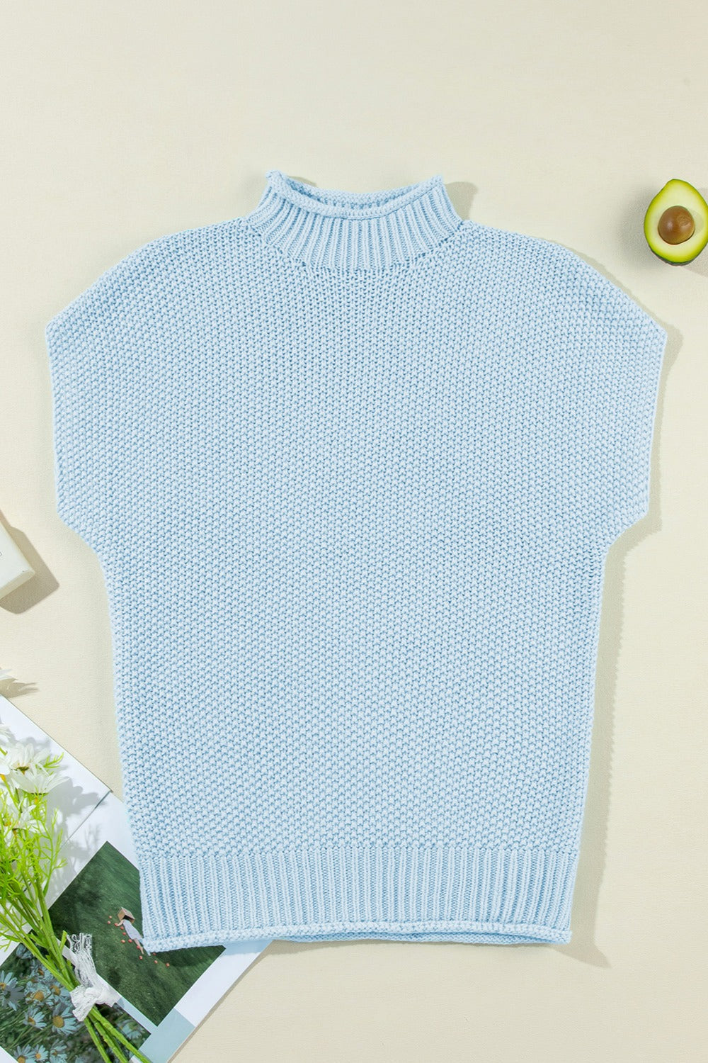 Turtleneck Cap Sleeve Sweater-Angel Casuals