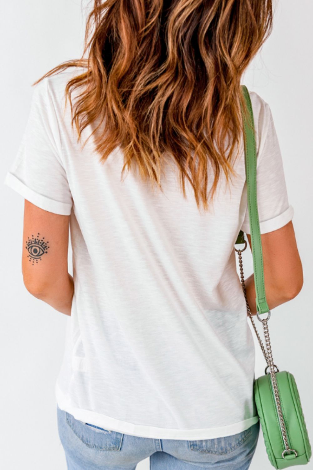 Sequin Checkered Heart Round Neck Short Sleeve T-Shirt-Angel Casuals