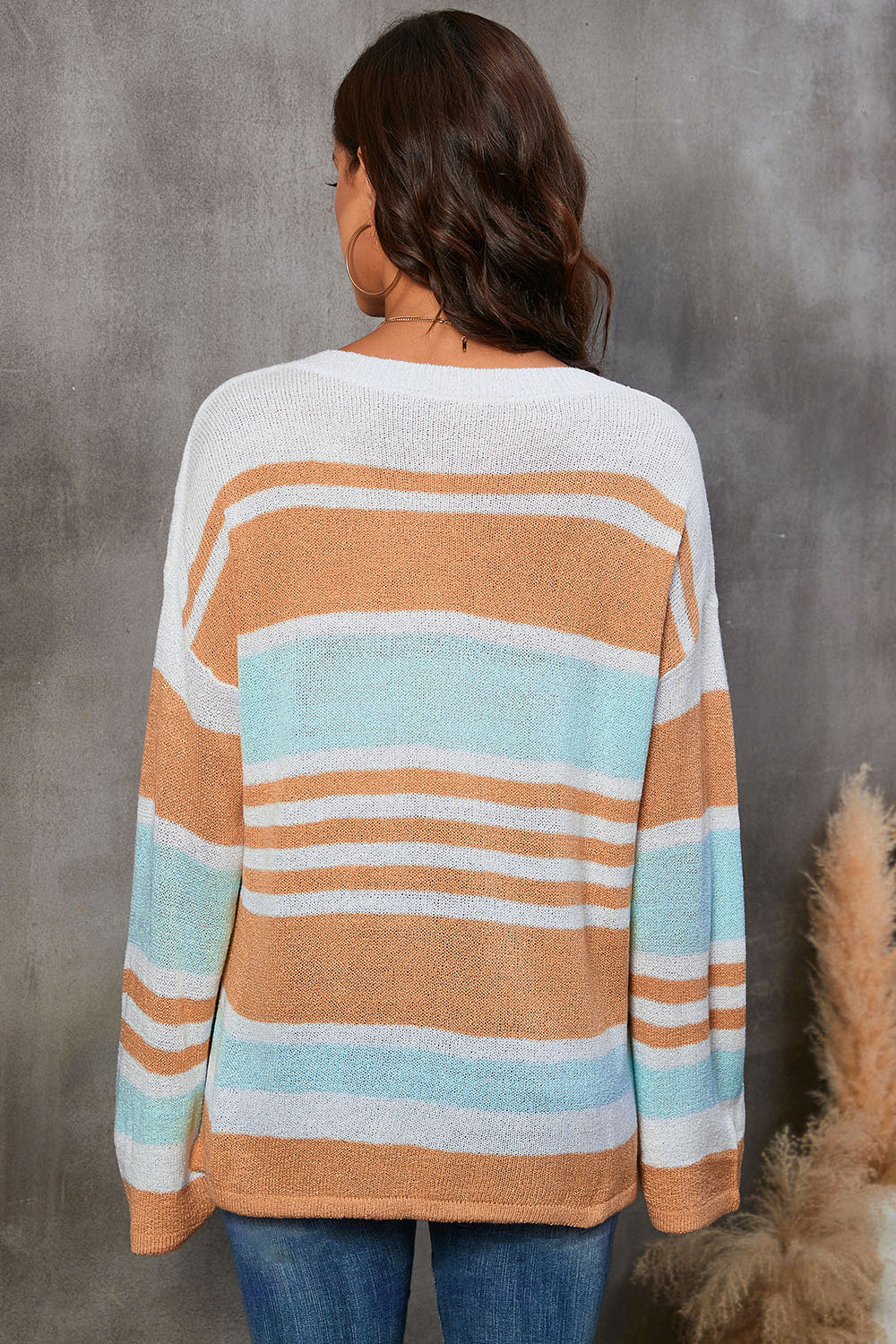 Striped V-Neck Knit Top-Angel Casuals