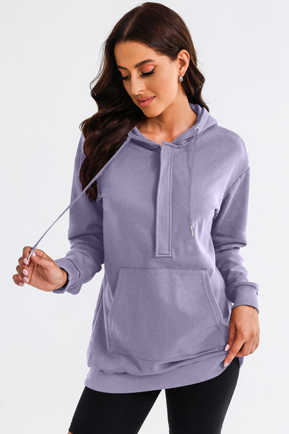 Drawstring Half Zip Hooded Dress-Angel Casuals