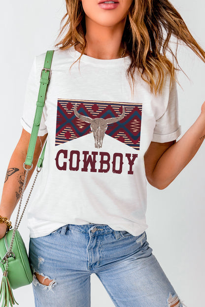 Graphic Round Neck Short Sleeve T-Shirt-Angel Casuals