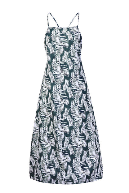 Slit Crisscross Printed Sleeveless Cami Dress-Angel Casuals