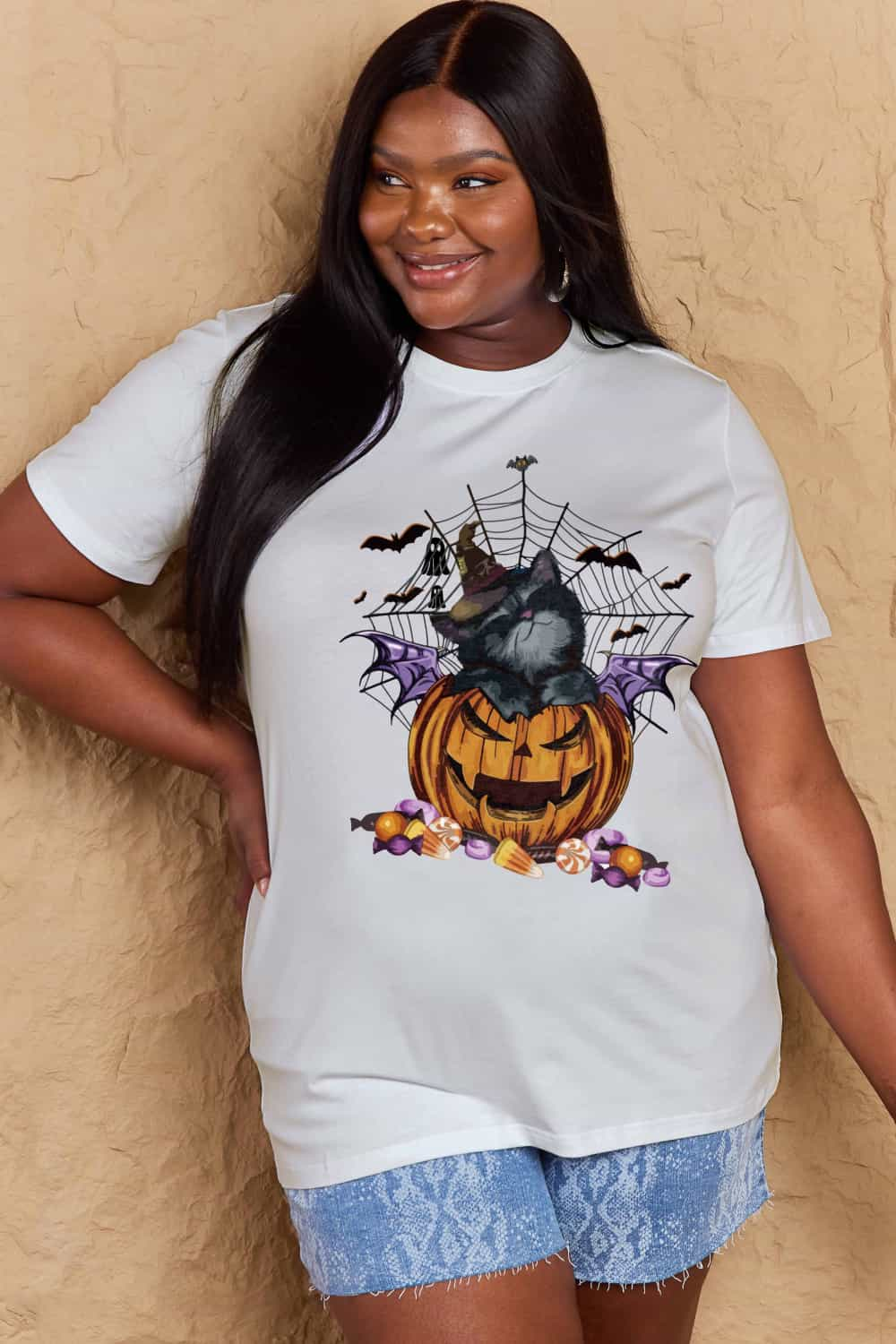 Simply Love Full Size Jack-O'-Lantern Graphic T-Shirt-Angel Casuals