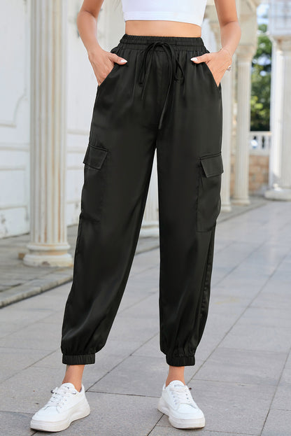 Long Tie Waist Pocketed Pants-Angel Casuals