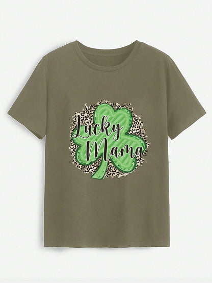 LUCKY MAMA Round Neck T-Shirt-Angel Casuals