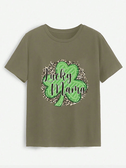 LUCKY MAMA Round Neck T-Shirt-Angel Casuals