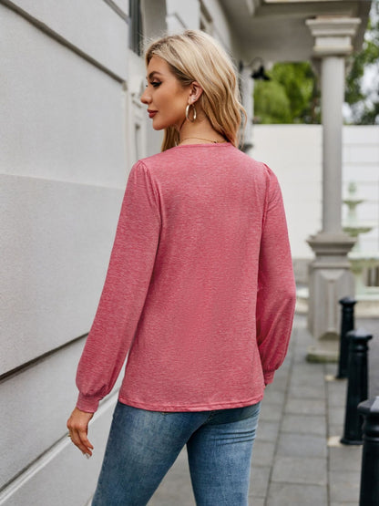V-Neck Long Sleeve T-Shirt-Angel Casuals