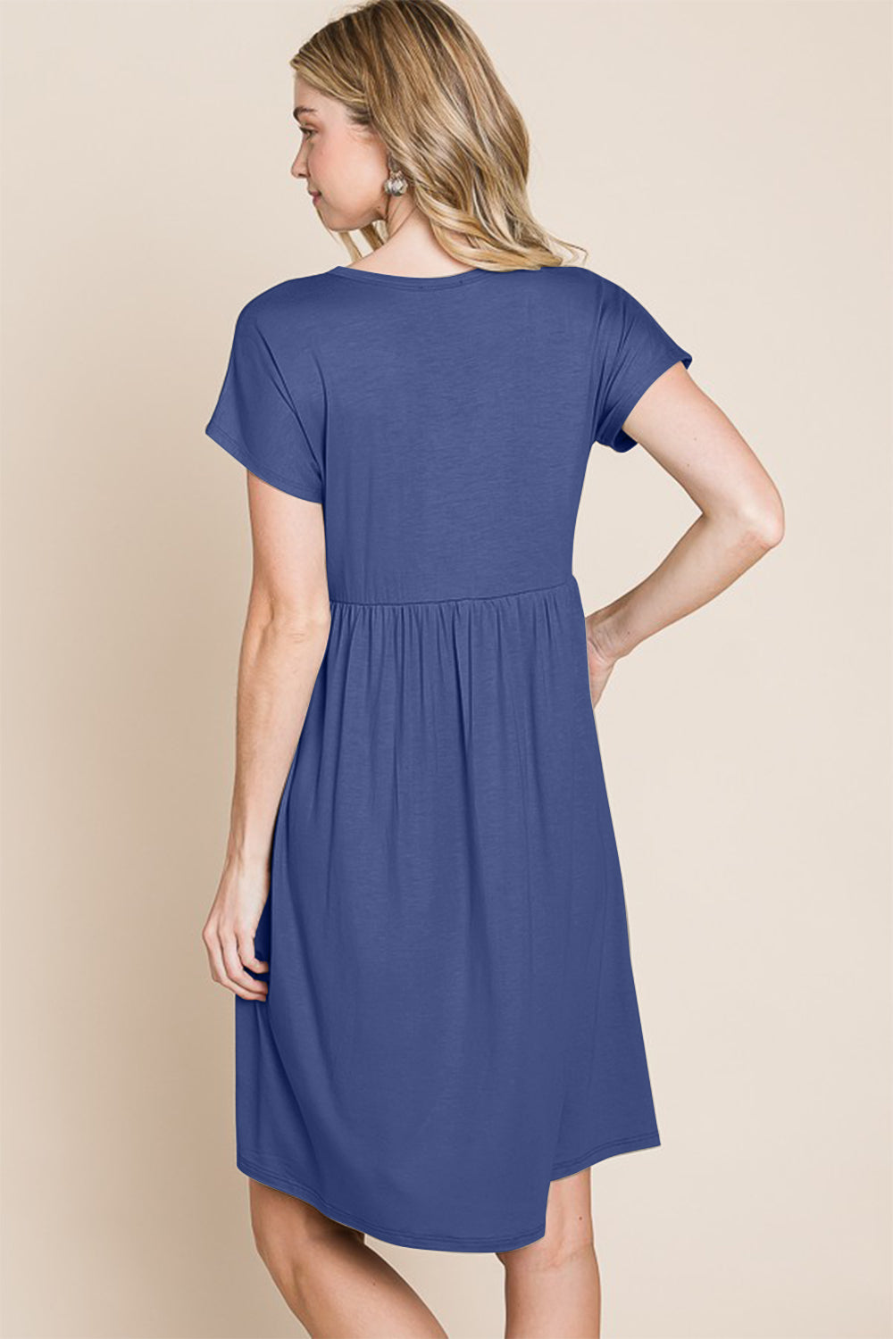 BOMBOM V-Neck Short Sleeve Dress-Angel Casuals