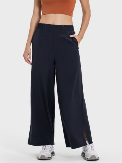 Slit Wide Leg Active Pants-Angel Casuals