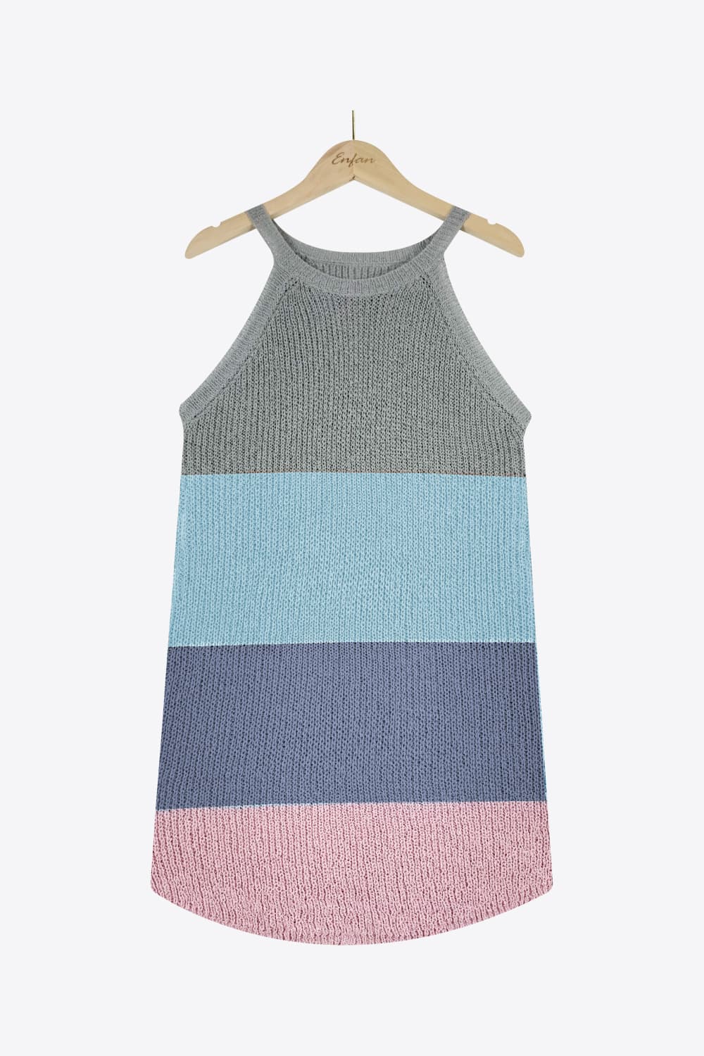 Color Block Round Neck Sleeveless Knit Top-Angel Casuals