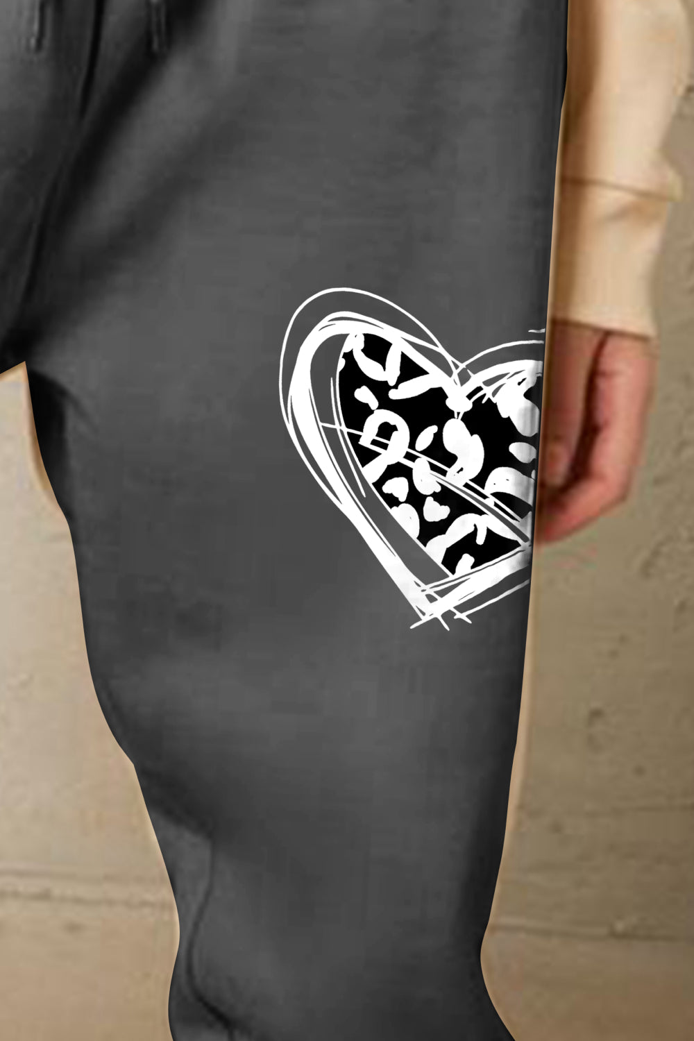 Simply Love Simply Love Full Size Drawstring Heart Graphic Long Sweatpants-Angel Casuals