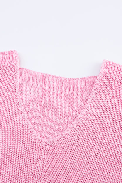 V-Neck Drop Shoulder Sweater-Angel Casuals