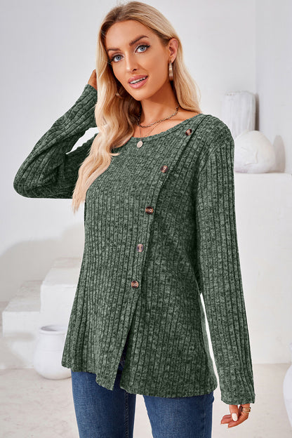 Round Neck Long Sleeve T-Shirt-Angel Casuals