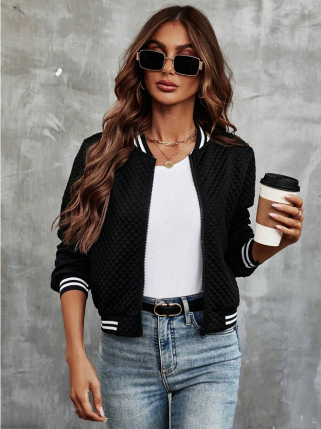 Zip Up Long Sleeve Jacket-Angel Casuals