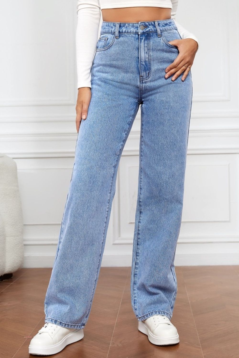 High Waist Straight Jeans-Angel Casuals