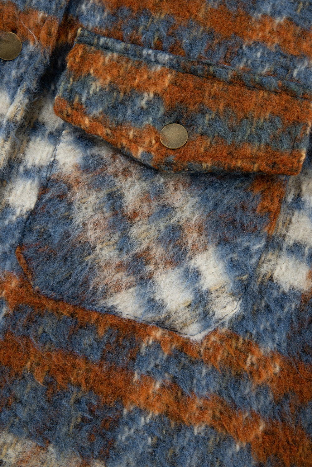 Plaid Collared Neck Jacket with Chest Pockets-Angel Casuals