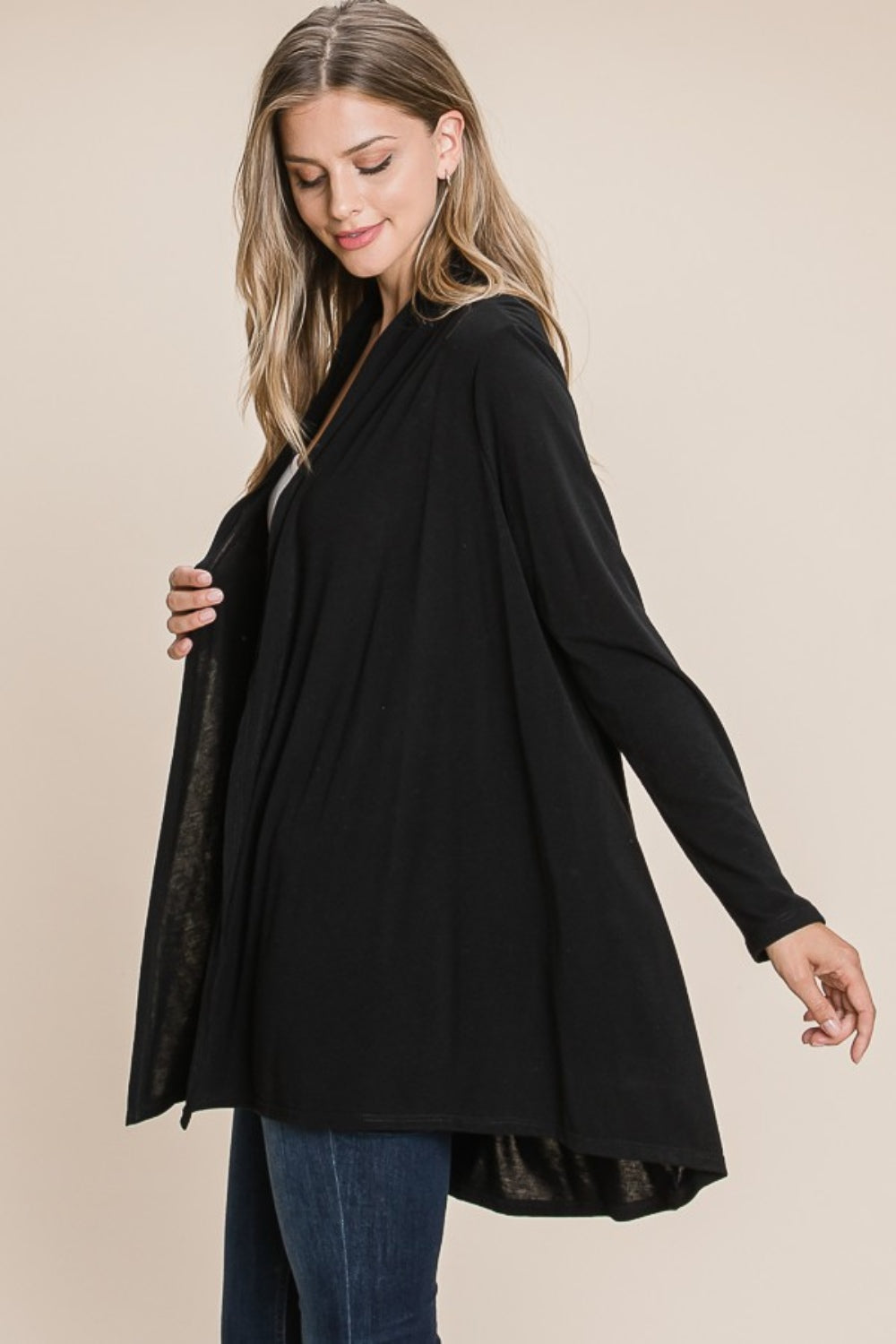 BOMBOM Open Front Long Sleeve Cardigan-Angel Casuals