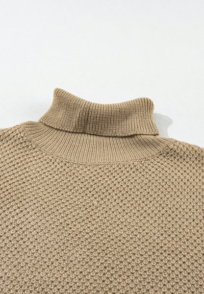 Solid Color Turtleneck Short Sleeve Sweater-Angel Casuals