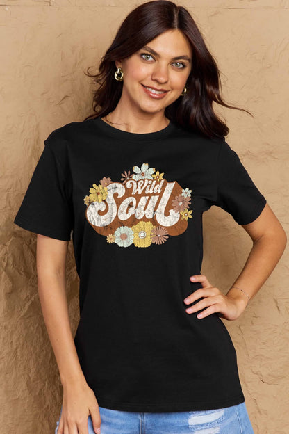 Simply Love Full Size WILD SOUL Graphic Cotton T-Shirt-Angel Casuals