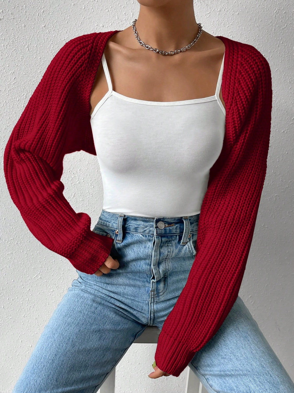 Honey Open Front Long Sleeve Cropped Cardigan-Angel Casuals