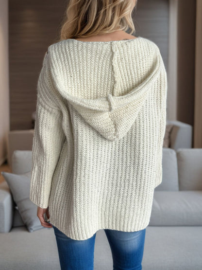 Sequin Detail Long Sleeve Hooded Cardigan-Angel Casuals