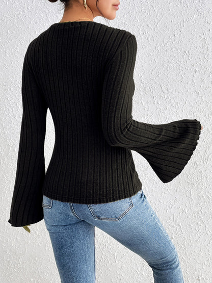 Honey Round Neck Flare Sleeve T-Shirt-Angel Casuals