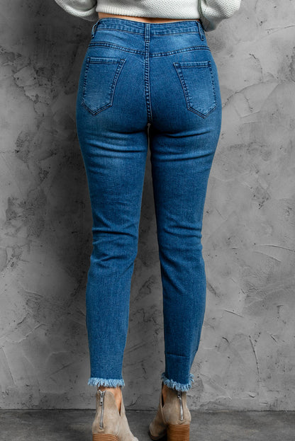 Stylish Distressed Cropped Jeans-Angel Casuals