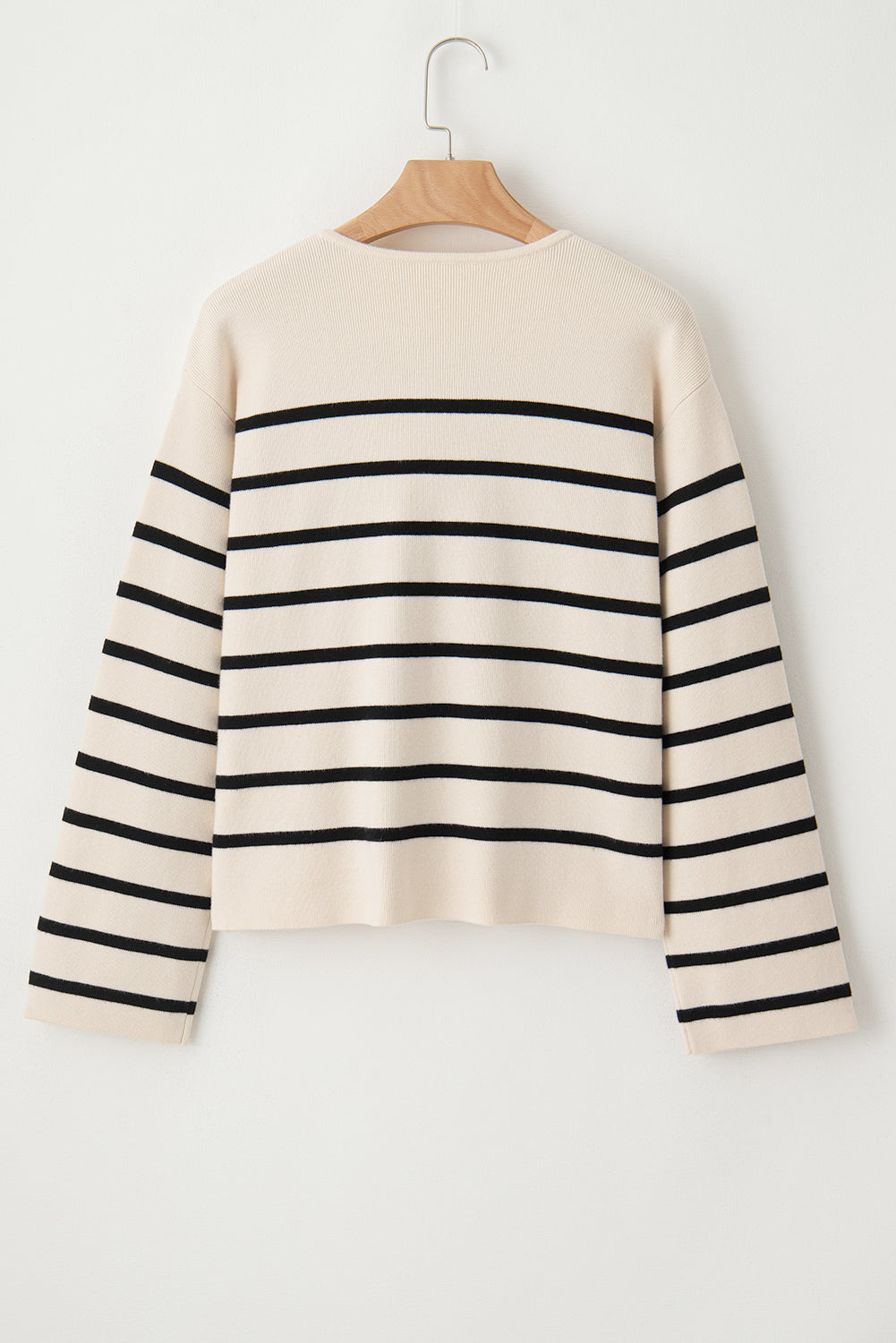 Striped Button Up Round Neck Cardigan-Angel Casuals