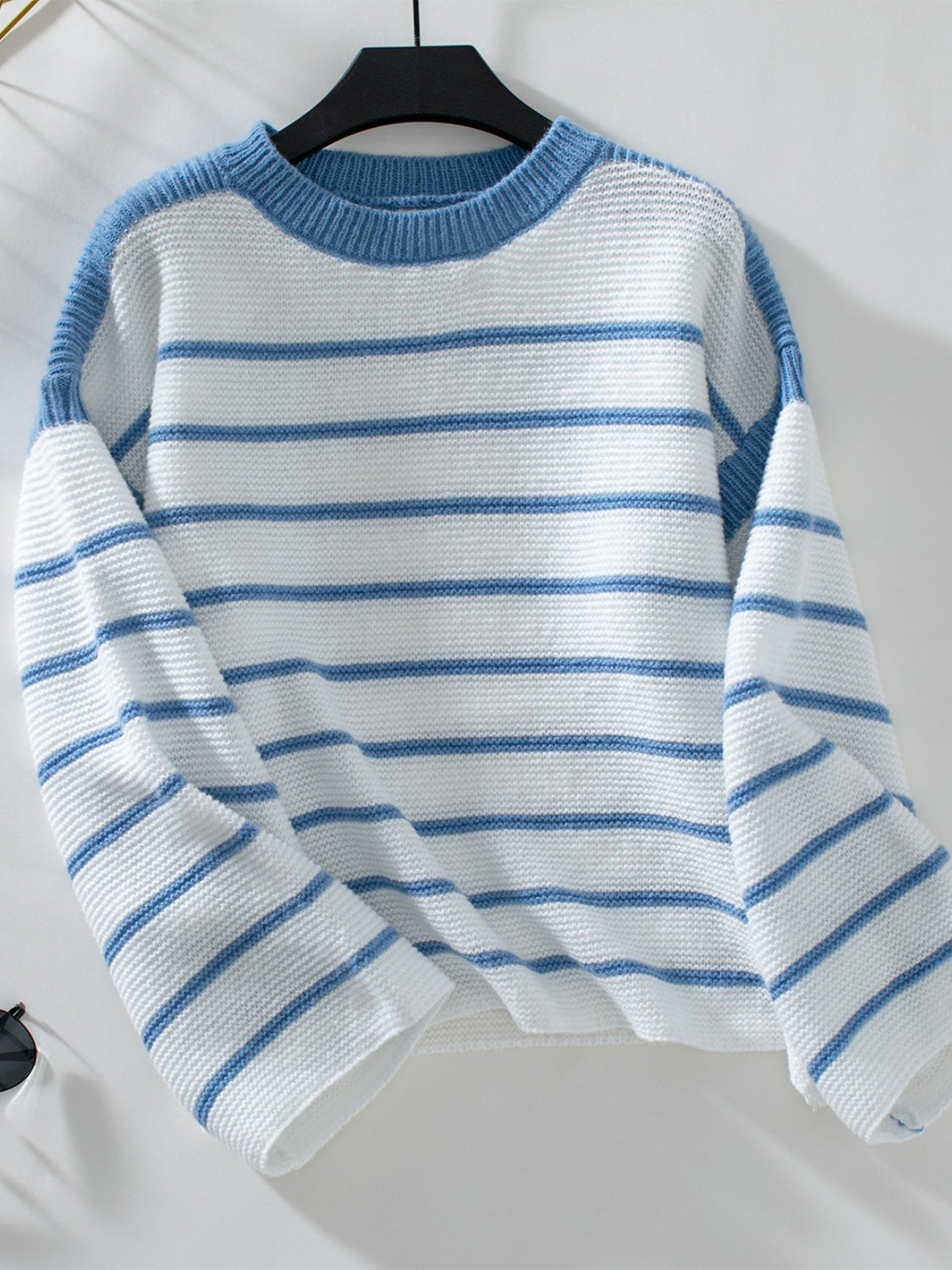 Striped Round Neck Long Sleeve Sweater-Angel Casuals