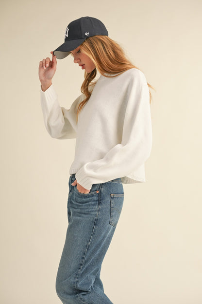 Mable Round Neck Dolman Sleeve Cropped Sweater-Angel Casuals