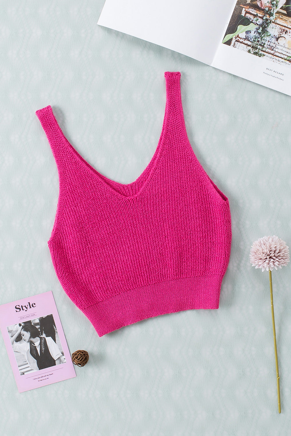 V-Neck Ribbed Knit Tank-Angel Casuals