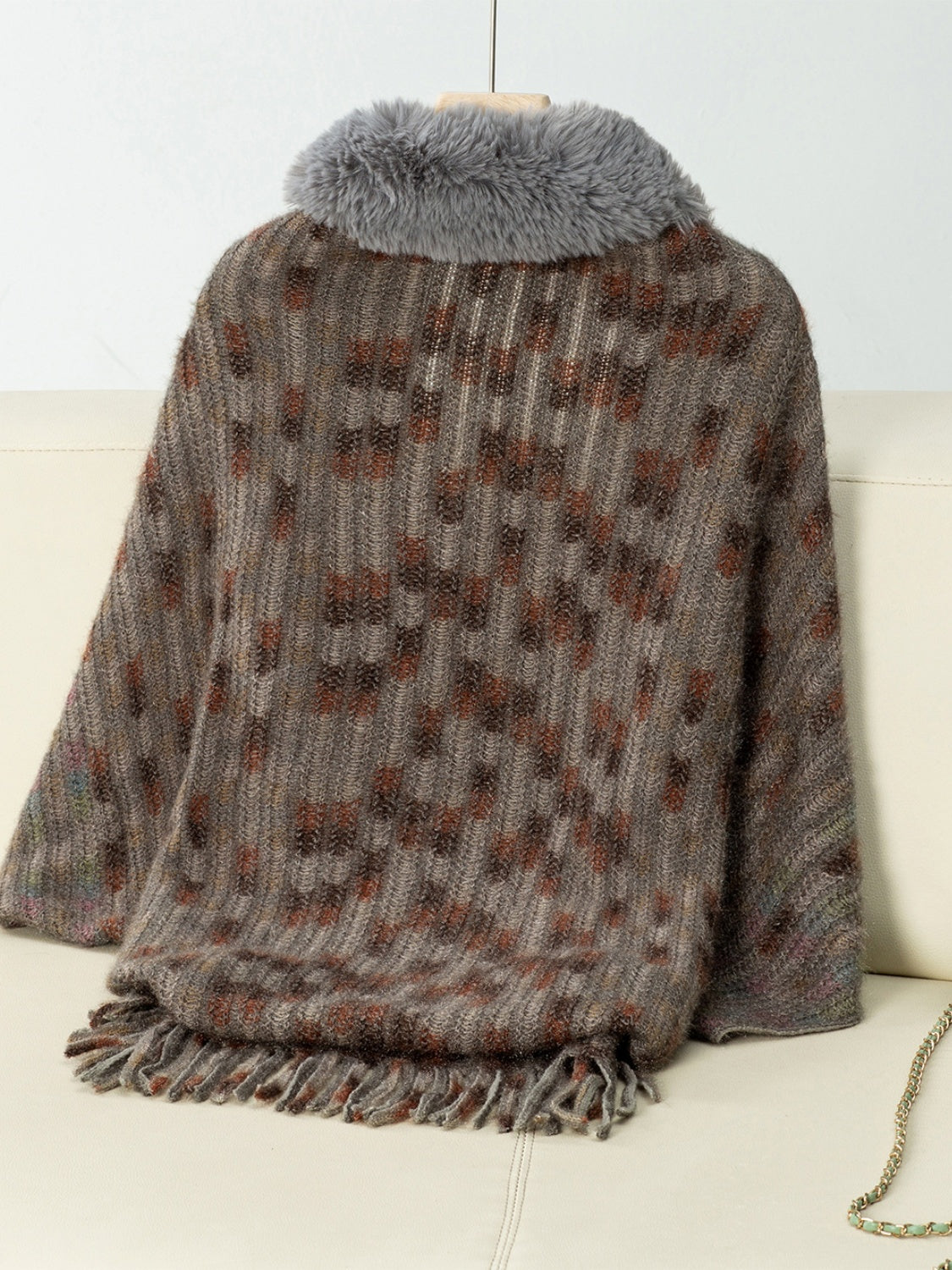 Fringe Fuzzy Open Front Poncho-Angel Casuals