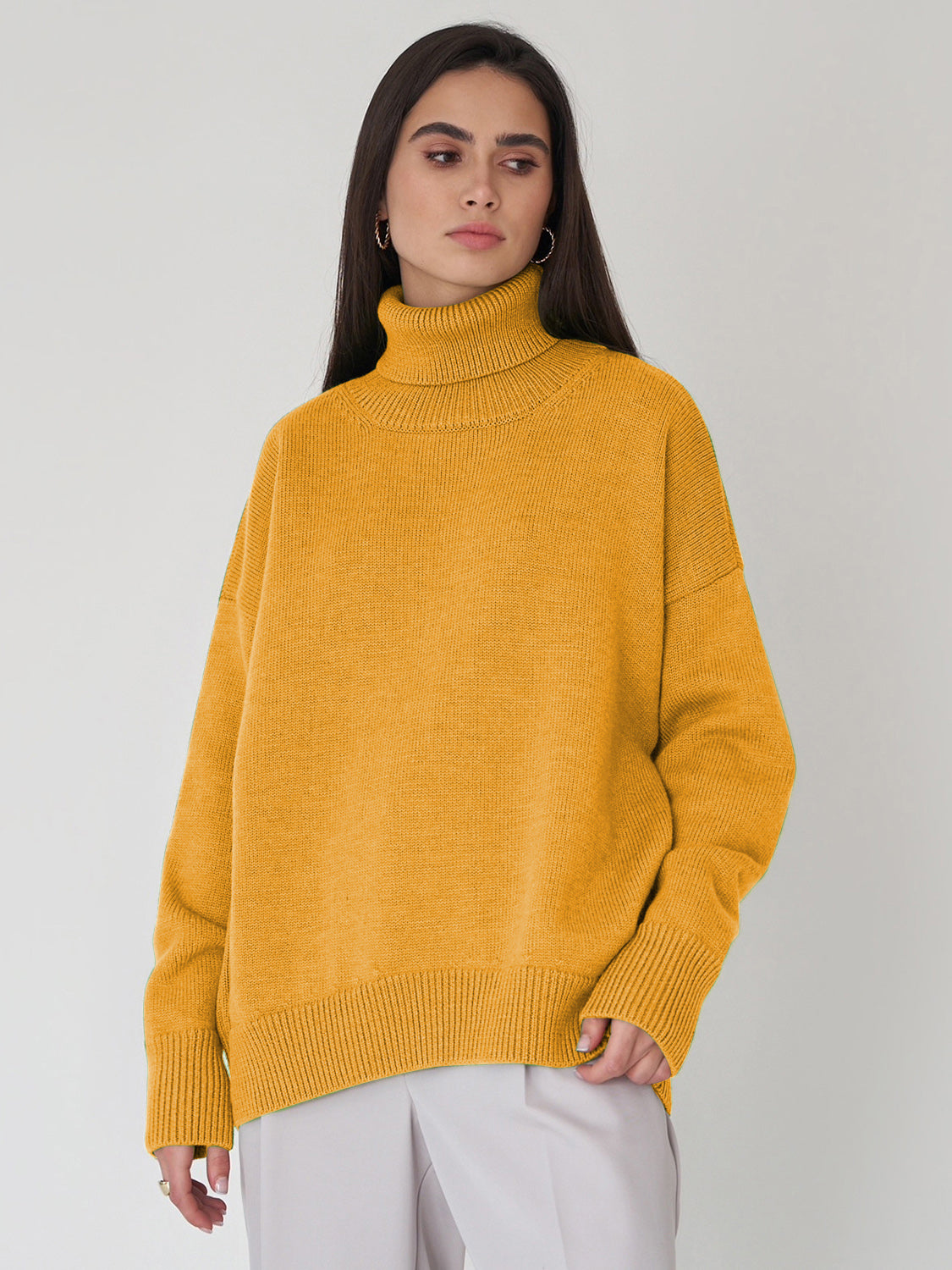 Turtleneck Long Sleeve Sweater-Angel Casuals