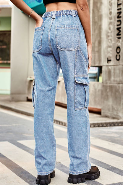 Loose Fit Long Pants with Pockets-Angel Casuals