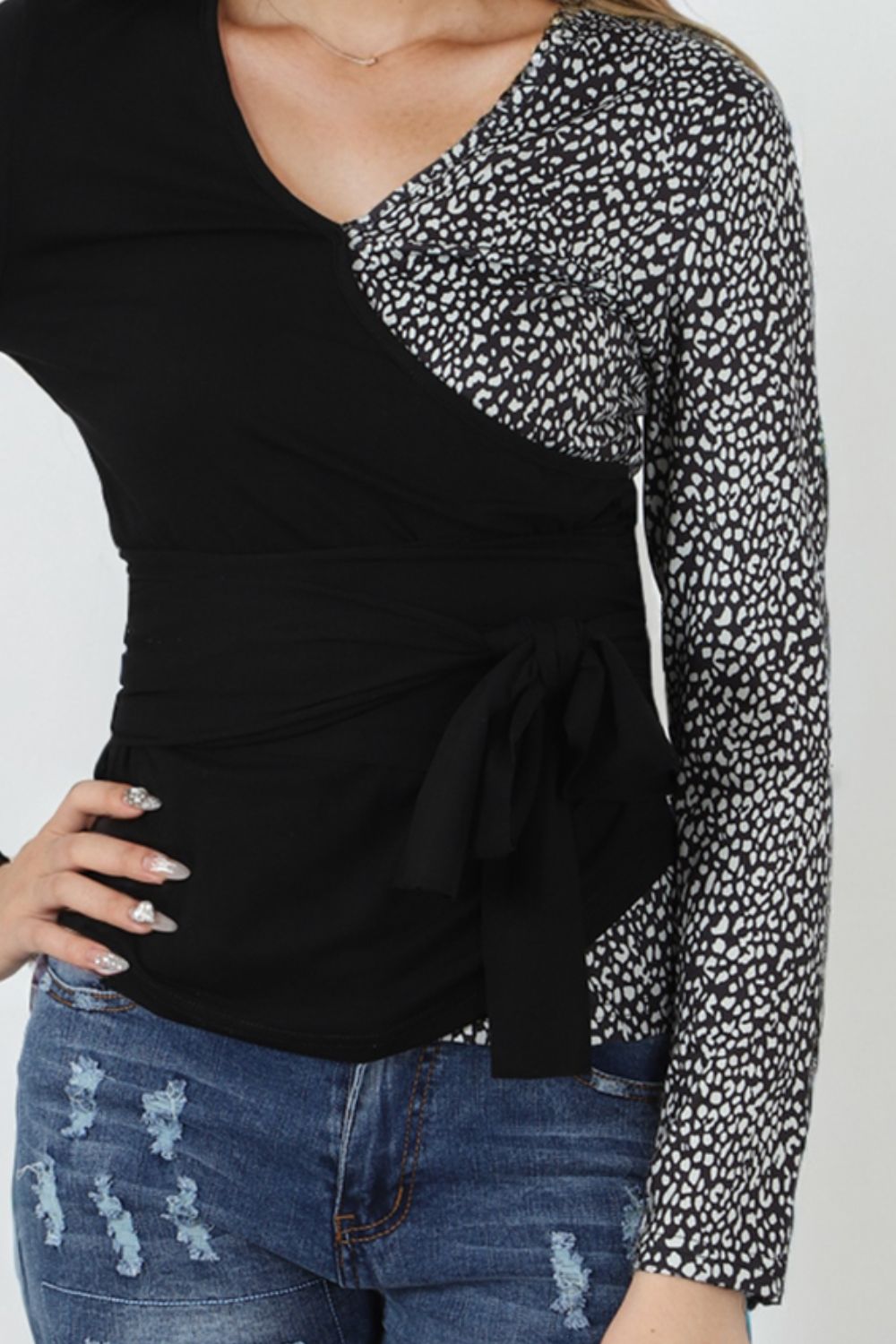 Two Tone Long Sleeve Top-Angel Casuals